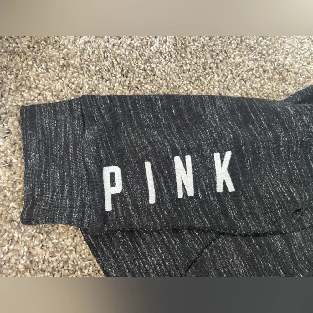 NWT Women’s Victoria’s Secret PINK Zip Up Hoodie Heather Black Size L - Picture 5 of 6